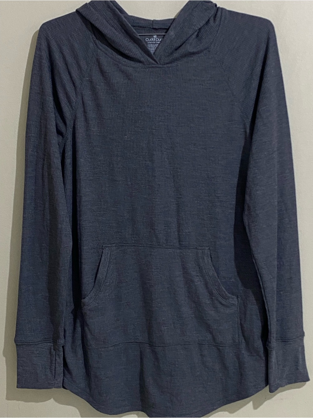 Cuddl Duds Women’s Gray Hooded Thermal Pullover Long Sleeve